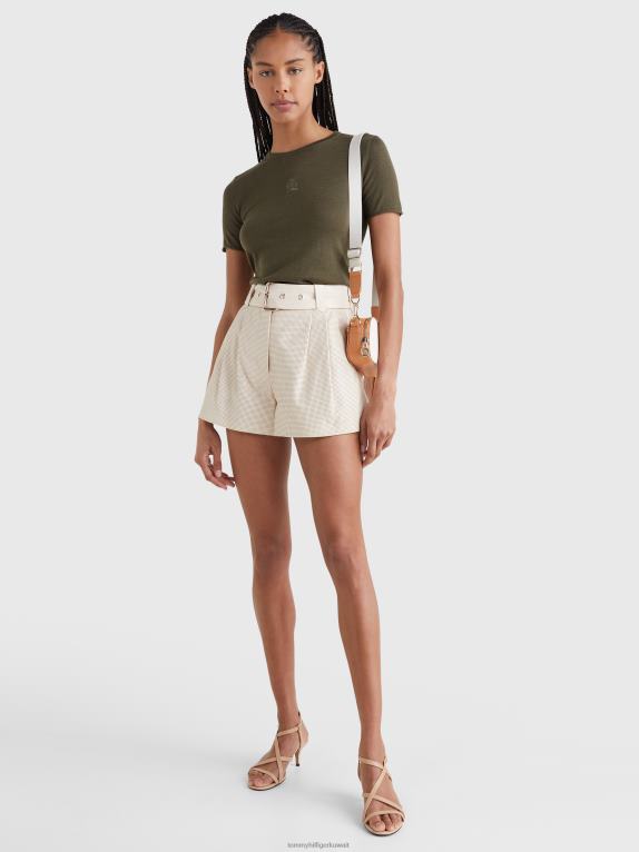 الجيش الأخضر Tommy Hilfiger تي شيرت من الصوف والحرير المطرز 446442760