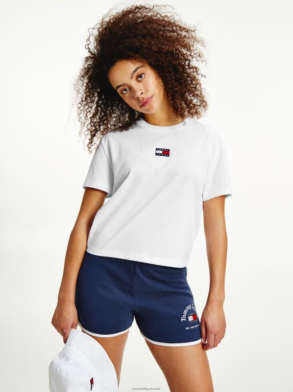 أبيض Tommy Hilfiger تيشيرت برقبة دائرية وشارة 446442769