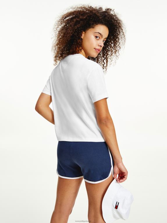 أبيض Tommy Hilfiger تيشيرت برقبة دائرية وشارة 446442769