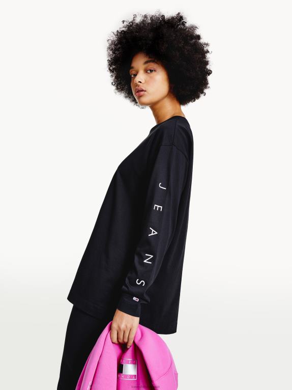 أسود Tommy Hilfiger تي شيرت معدني بأكمام طويلة 446442770