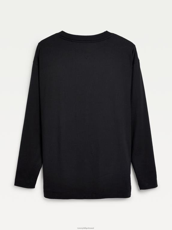 أسود Tommy Hilfiger تي شيرت معدني بأكمام طويلة 446442770