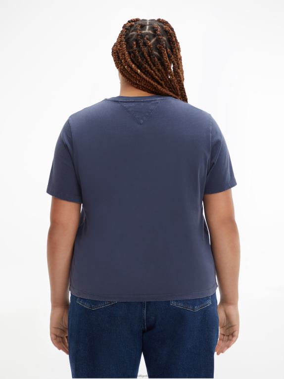 البحرية الشفق Tommy Hilfiger منحنى اقتصاص تي شيرت المتضخم 446442771