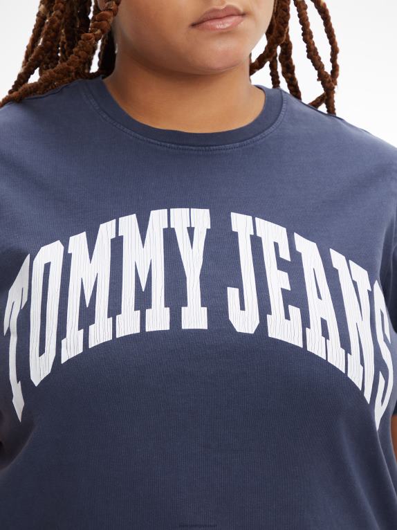 البحرية الشفق Tommy Hilfiger منحنى اقتصاص تي شيرت المتضخم 446442771