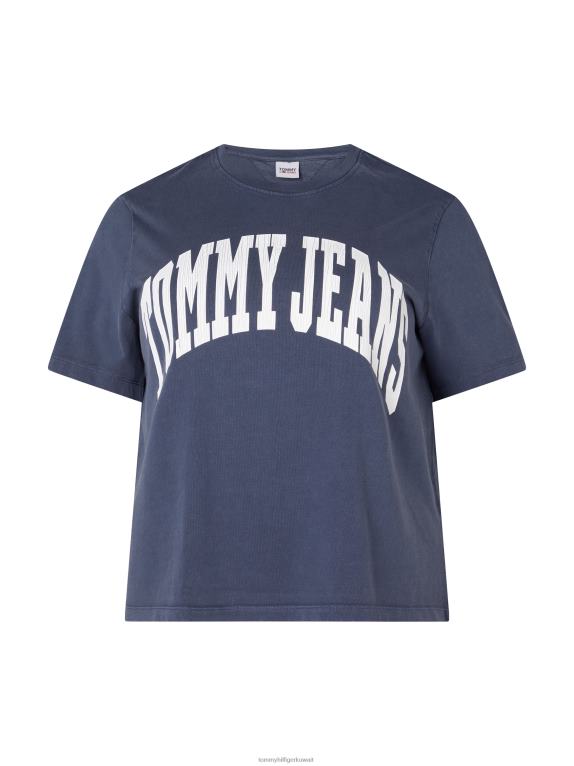 البحرية الشفق Tommy Hilfiger منحنى اقتصاص تي شيرت المتضخم 446442771