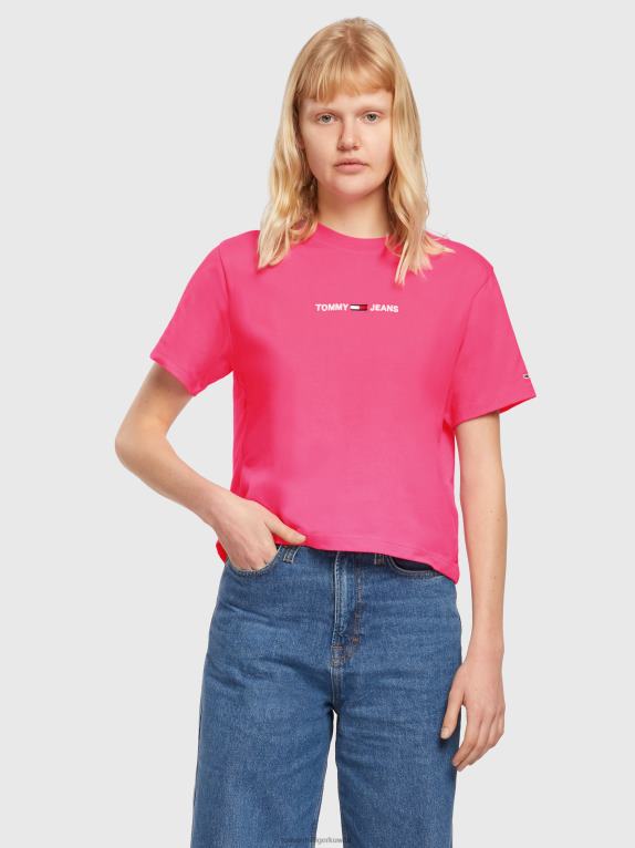 التنبيه الوردي Tommy Hilfiger تي شيرت من القطن العضوي بتطريز شعار الماركة 446442772