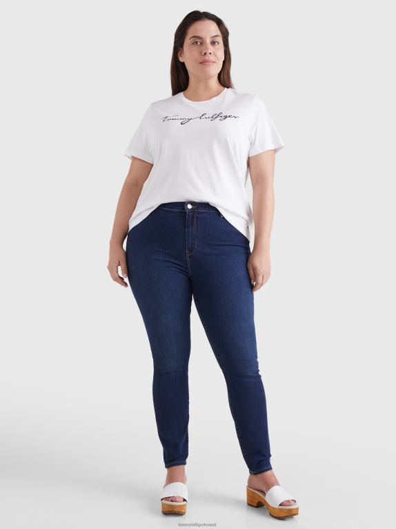 أبيض Tommy Hilfiger تي شيرت ذو رقبة مستديرة برسومات منحنى عادية 446442778