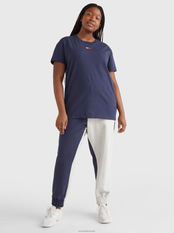 البحرية الشفق Tommy Hilfiger تي شيرت بشارة منحنى مقاس كبير 446442781