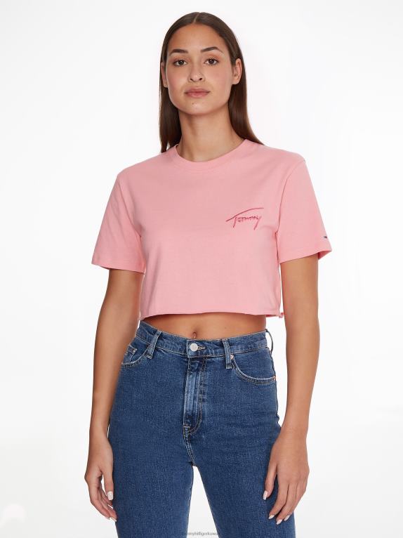 الوردي الطازج Tommy Hilfiger تيشيرت قصير بشعار الماركة 446442782