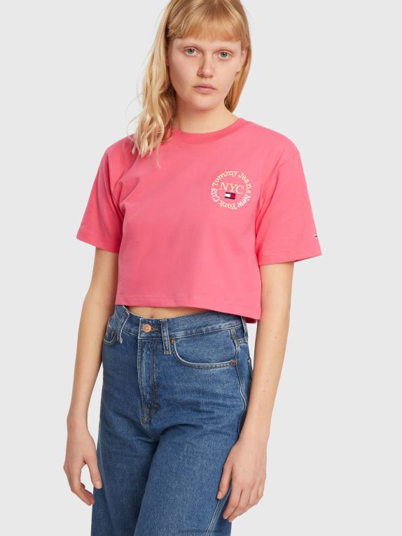 التنبيه الوردي Tommy Hilfiger تيشيرت قصير بشعار الدائرة الخلفية 446442791