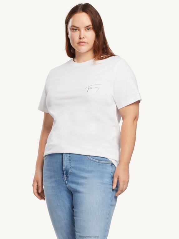 أبيض Tommy Hilfiger تي شيرت بتوقيع منحنى 446442794