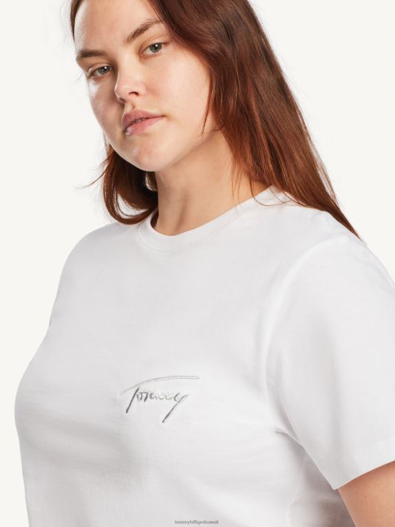أبيض Tommy Hilfiger تي شيرت بتوقيع منحنى 446442794