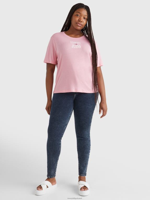 الوردي الطازج Tommy Hilfiger منحنى شعار أساسي تي شيرت 446442795