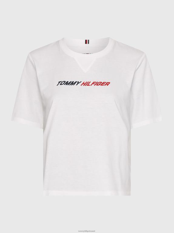 الأبيض البصري Tommy Hilfiger تي شيرت رياضي منحني للرطوبة 446442801