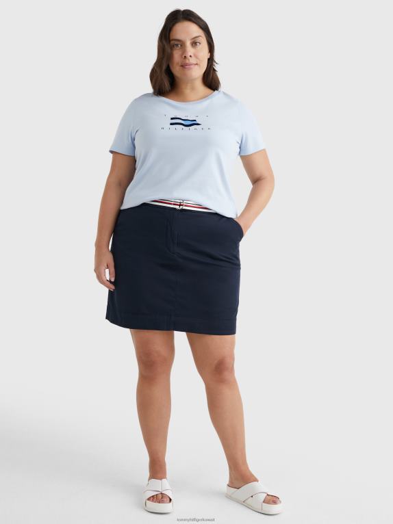 أزرق منسم Tommy Hilfiger منحنى العلم قطيع تي شيرت 446442804