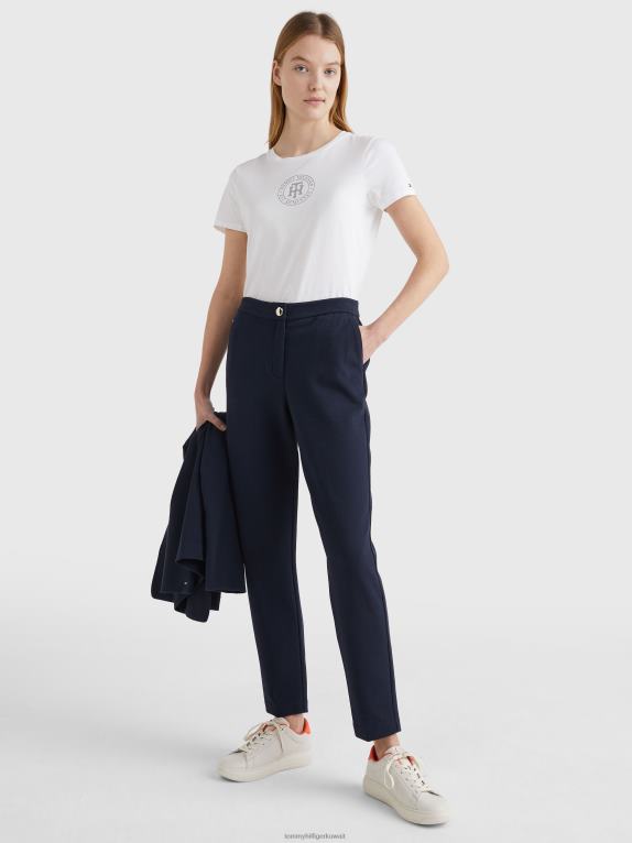 الأبيض البصري Tommy Hilfiger تي شيرت مونوغرام كريستال 446442821