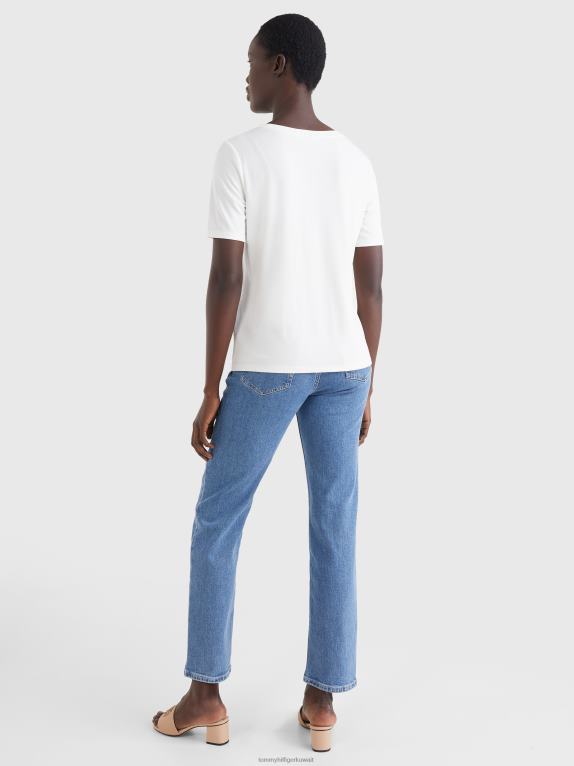 بيج فاتح Tommy Hilfiger تي شيرت من الجلد السويدي 446442827