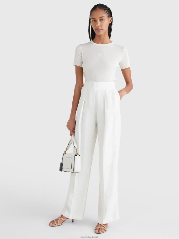 عاج Tommy Hilfiger تي شيرت من الصوف والحرير المطرز 446442828