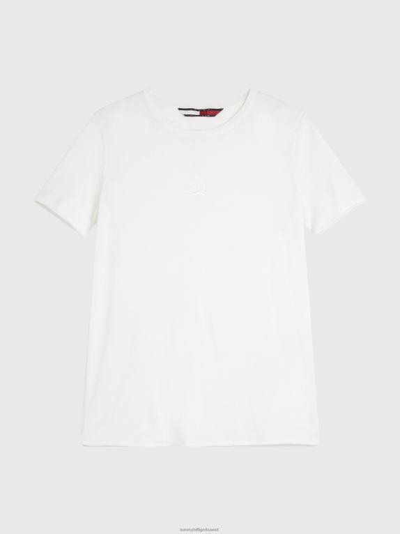 عاج Tommy Hilfiger تي شيرت من الصوف والحرير المطرز 446442828