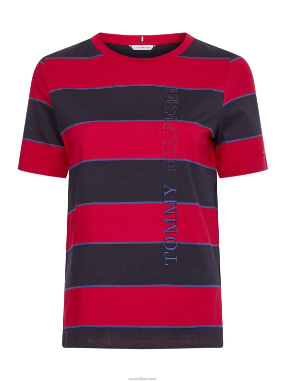 شريط الرجبي الأفقي / الوادي الكربوني Tommy Hilfiger تي شيرت برقبة دائرية وشريط الرجبي 446442830