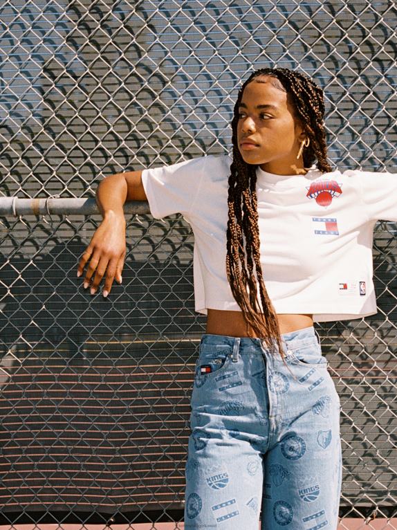 الأبيض القديم / الجديد Tommy Hilfiger الجينز والقميص الدوري الاميركي للمحترفين اقتصاص 446442846