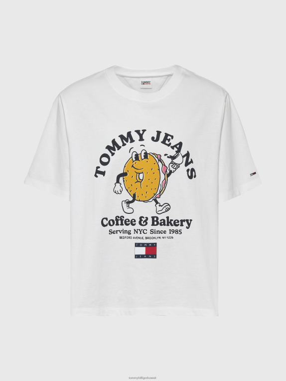 أبيض Tommy Hilfiger تي شيرت بطبعة الخبز المنحني 446442858