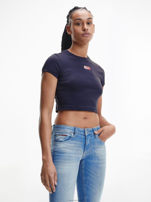 البحرية الشفق Tommy Hilfiger تيشيرت قصير بشعار الماركة 446442869