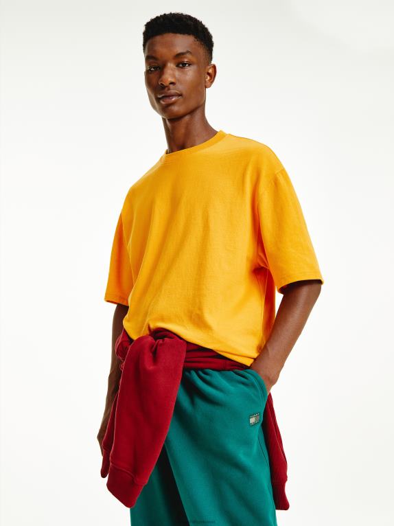 البراري الأصفر Tommy Hilfiger طاقم الرقبة تي شيرت 446442877