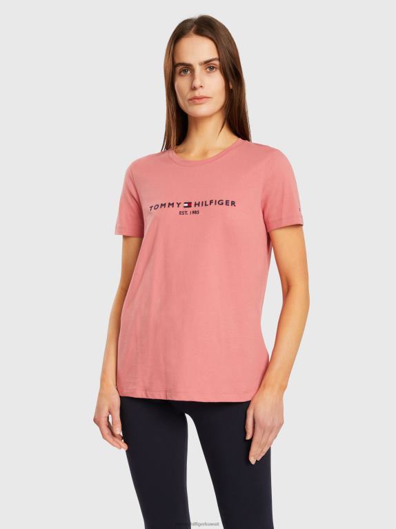 الإنجليزية الوردي Tommy Hilfiger تيشيرت أساسي برقبة دائرية وشعار 446442883