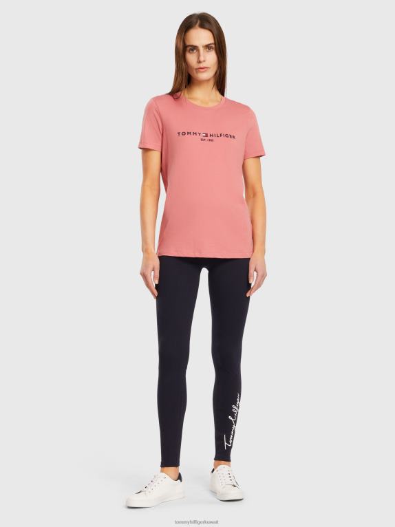 الإنجليزية الوردي Tommy Hilfiger تيشيرت أساسي برقبة دائرية وشعار 446442883