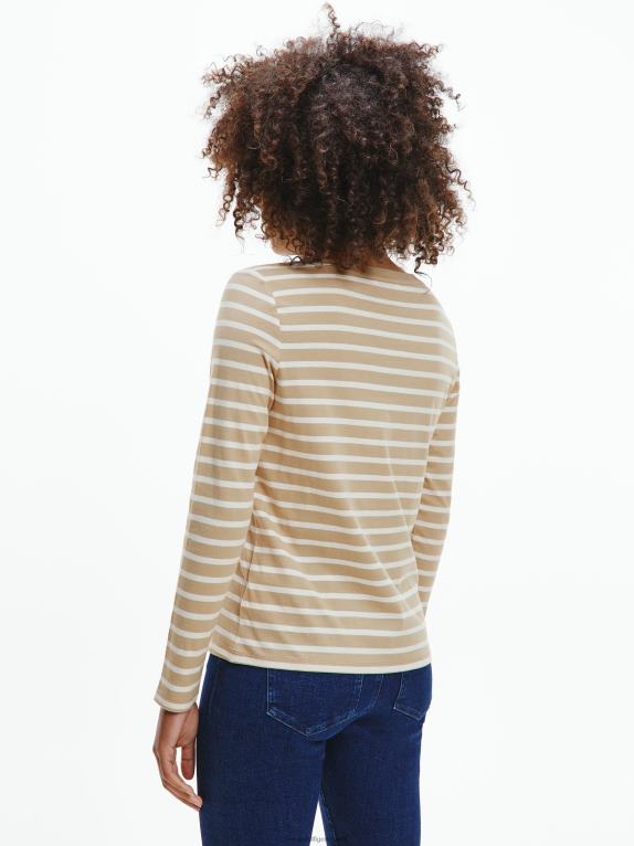 شريط بريتون/بيج إكرو Tommy Hilfiger تي شيرت مخطط بأكمام طويلة ورقبة مستديرة 446442890