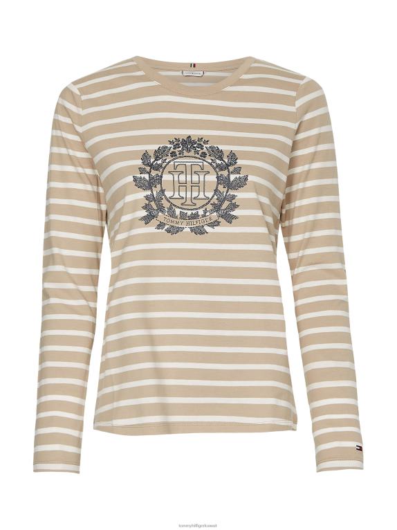 شريط بريتون/بيج إكرو Tommy Hilfiger تي شيرت مخطط بأكمام طويلة ورقبة مستديرة 446442890