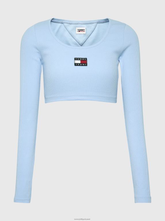 سماء شامبراي Tommy Hilfiger شارة أعلى المحاصيل طويلة الأكمام 446442896