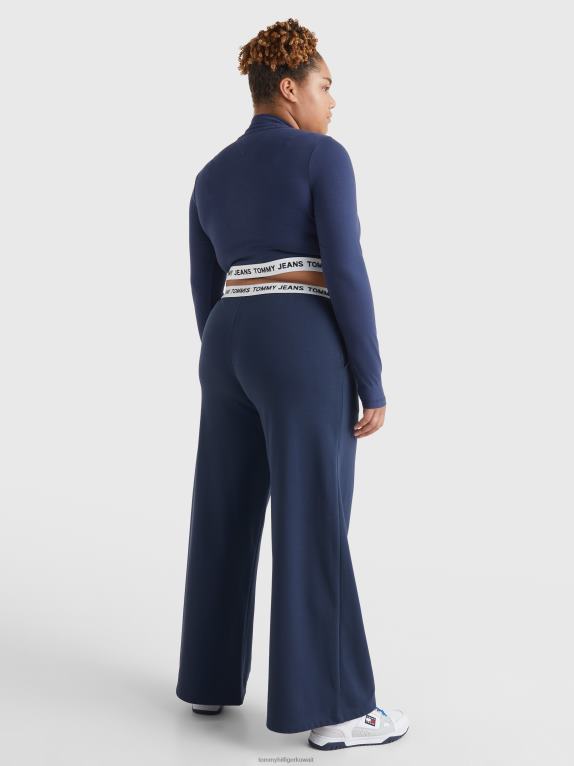 البحرية الشفق Tommy Hilfiger منحنى طويل الأكمام الرقبة العالية المحاصيل الأعلى 446442897