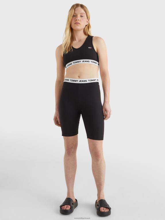 أسود Tommy Hilfiger بلوزة قصيرة بدون أكمام بشريط سفلي وشعار الماركة 446442898