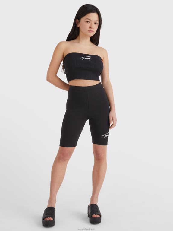 أسود Tommy Hilfiger توب قصير بشعار التوقيع 446442907