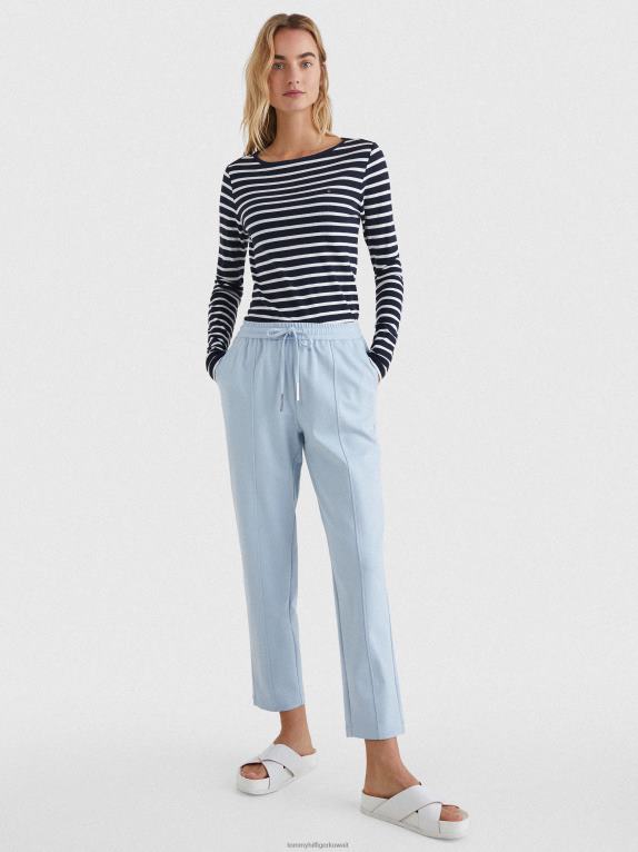 شريط بريتون/سماء الصحراء بيضاء Tommy Hilfiger تي شيرت نحيف برقبة قارب وأكمام طويلة 446442913