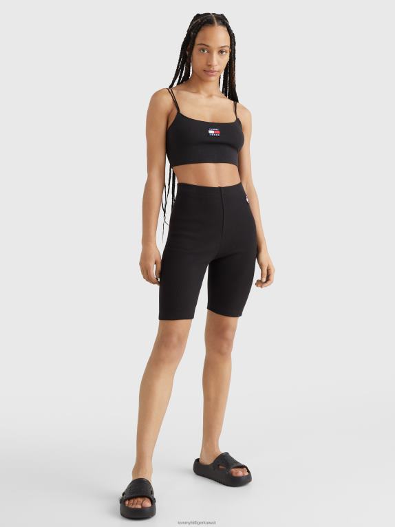 أسود Tommy Hilfiger بلوزة قصيرة متماسكة بشارة 446442917