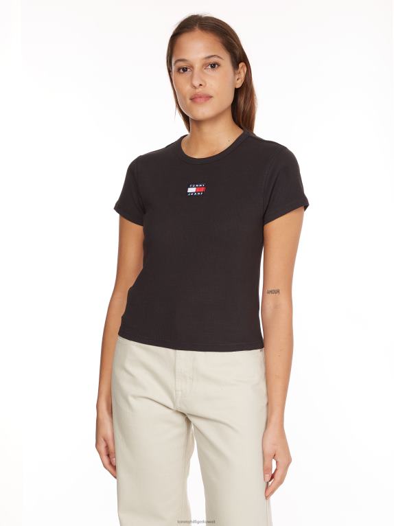 أسود Tommy Hilfiger تيشيرت بطبعة شارة 446442918