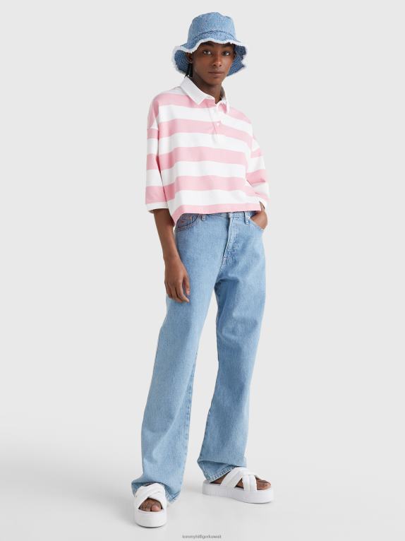 وردي طازج/متعدد Tommy Hilfiger اقتصاص شريط الرجبي البولو 446442921