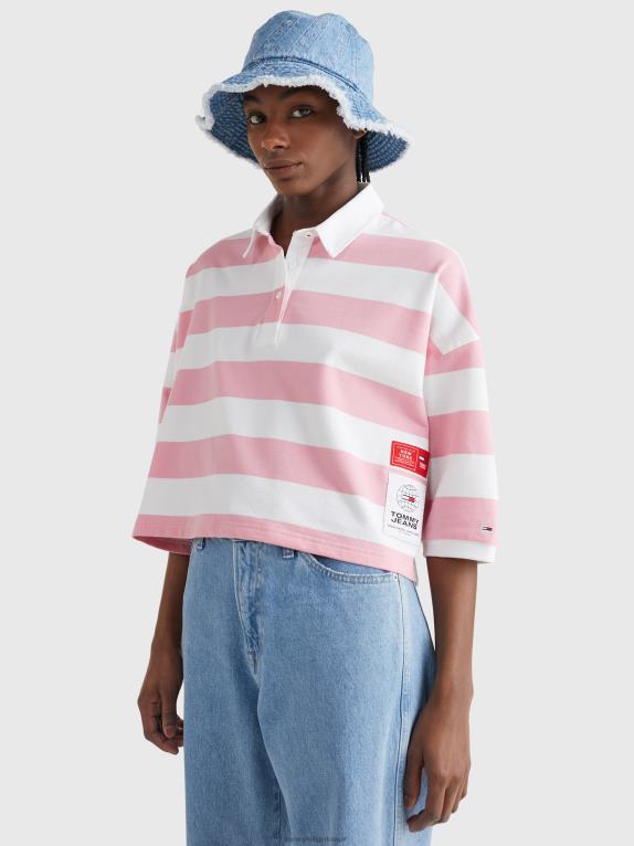 وردي طازج/متعدد Tommy Hilfiger اقتصاص شريط الرجبي البولو 446442921