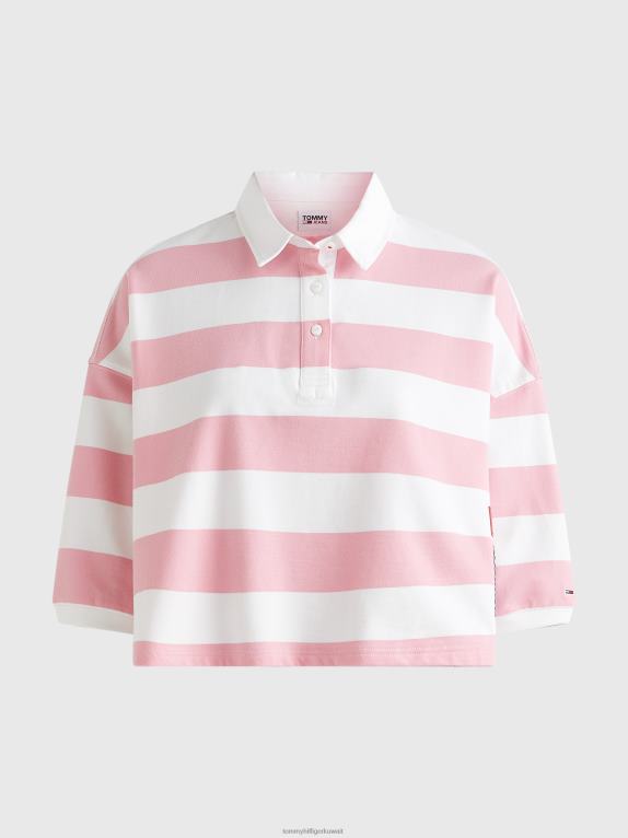 وردي طازج/متعدد Tommy Hilfiger اقتصاص شريط الرجبي البولو 446442921