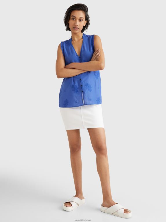 فيرونا الأزرق Tommy Hilfiger بلوزة بدون أكمام بتطريز زهور 446442922