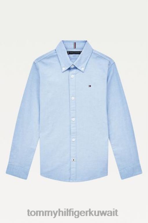 أزرق Tommy Hilfiger قميص أكسفورد أبيض قابل للتمدد 446442937