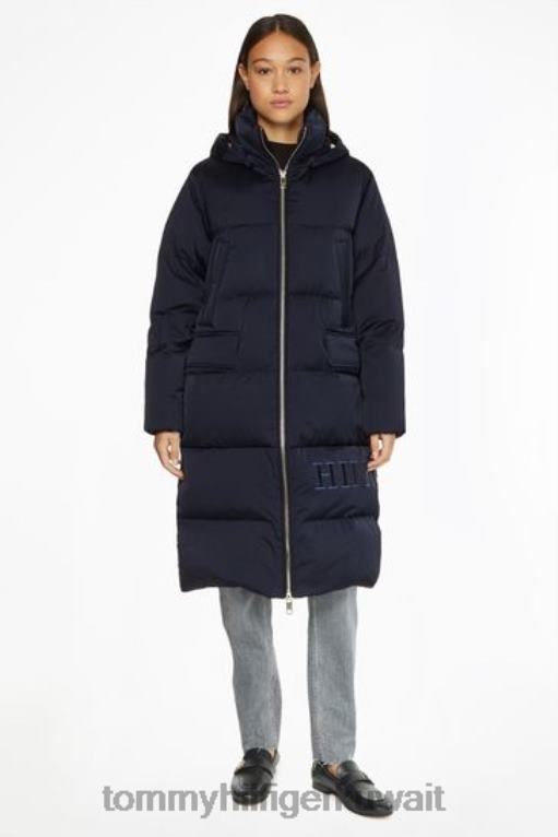 أزرق Tommy Hilfiger معطف ماكسي من الساتان 446442983