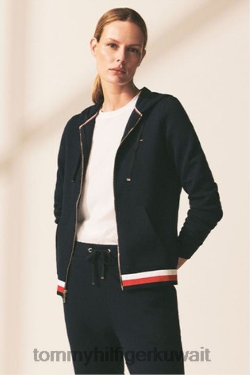 أسود Tommy Hilfiger هوديي بسحاب تراثي 446442999