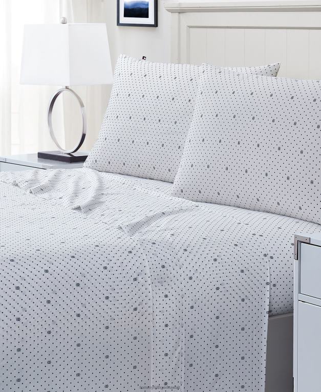 أبيض Tommy Hilfiger طقم ملاءات مطبوعة جديدة لسرير كينج 446443