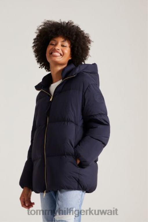 أزرق Tommy Hilfiger معطف منتفخ من النايلون 446443000