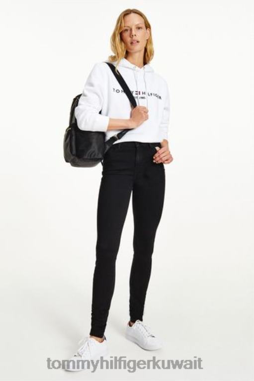 أسود Tommy Hilfiger بنطال جينز هارلم عالي الخصر 446443009