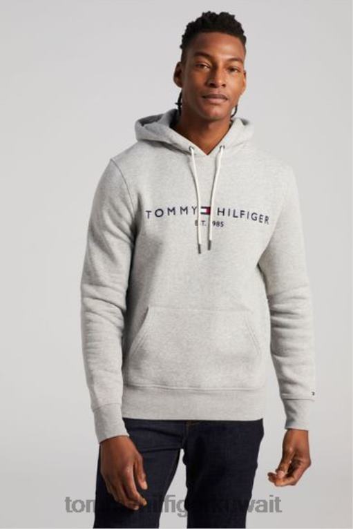 رمادي Tommy Hilfiger هوديي الشعار الأساسي 446443031