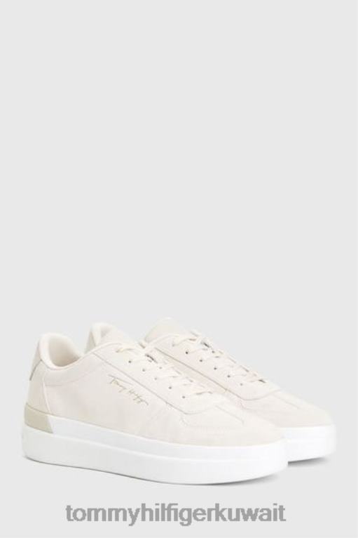 أبيض Tommy Hilfiger حذاء رياضي من جلد الغزال المميز 446443041